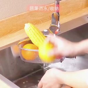 1pc Sink Triangle Drain Basket Stainless Steel Kitchen Residue Filter Net Basket Leakage Wash Vegetable Basket Storage Shelf