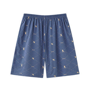 Miiow | Mens Summer Short Pants Cotton Silk Five-Part Thin Home Clothes Can Be Worn Outside Big Size Comfortable Breathable Sleepwear