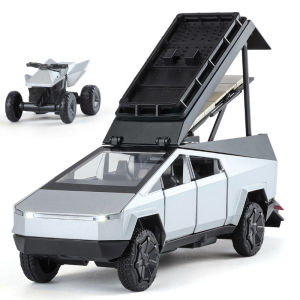 【Rummy 】 Mô hình xe hợp kim cắm trại Tesla cybertruck quy mô 1:32 Đồ chơi xe mô hình đúc hiệu ứng ánh sáng và âm thanh cho quà sinh nhật cho bé trai đồ chơi trẻ em Bộ sưu tập xe hơi