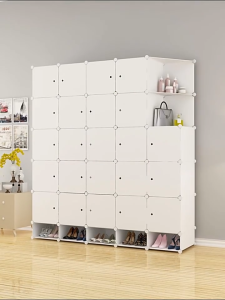 IMUTO DIY Wardrobe Cabinet Clothes Storage With Hanger Shoe Rack Screwless Stackable