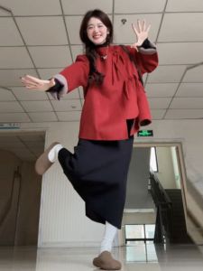 CHANGTONG | Ankela Red Woolen Coat Korean Style High Quality Super Beautiful This Years Popular Coat Autumn Winter New Model