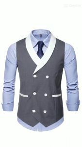 Áo gile áo gile nam thiết kế cổ vest độc đáo với 6 cúc và 2 túi mang lại sự lịch sự tao nhã trang trọng - Mã H66
