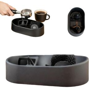 XMSJ | Coffee Portafilter Cleaner Kit Espresso Cleaning Brush Anti Spill Grounds Tray For 51mm 53mm 58mm Portafitler Holder Machine