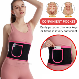 Sauna Sweat Waist Trainer Belt for Women Waist Trimmer Cincher Body Shaper with Pocket Fat Burner Gym Workout Band Sport Slimming Girdle Silver