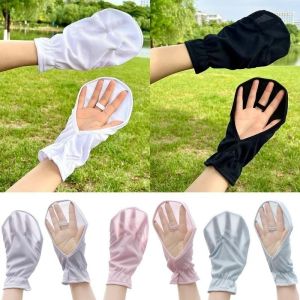 Outdoor Cycling  Ice Silk Gloves Driving Running UV Protection Sunscreen Gloves Loose Breathable Quick-Drying Non Slip  Gloves