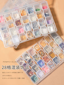 เล็บประดับเพชรสีสันสดใส 28 ช่อง ผสม เครื่องประดับเล็บ กระดูกสัตว์ ตกแต่งเล็บ ดีไซน์ใหม่ 2025 ลิมิเต็ดเอดิชั่นสุดหรูหรา