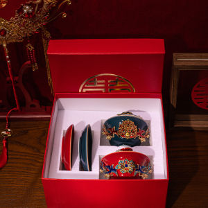 Chinese Wedding Ceremony Tea Cup Set Ceramic DIY Gift for New Couples Marriage Celebration Festive Red Customizable Present