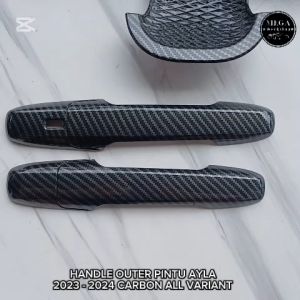 Paket Cover Handle Outer Pintu Mobil Ayla 2023 - 2024 Carbon Glossy Premium All Variant