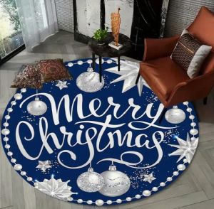VIKAMA Christmas Tree Decorative Doormat Round Washable Non-Slip Mat Living Room Rug New Year Atmosphere Home Decor