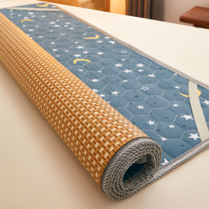 Winter and Summer Dual-Use Summer Sleeping Mat Rattan Mat Double-Sided Single Student Dormitory Foldable Soft Ice Silk Mat Mattress Bare Sleeping Three-Piece Set