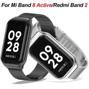 Dây Đeo Đồng Hồ Bằng Kim Loại Thép Không Gỉ Cho Xiaomi Mi Band 8 Active Tương Thích Với Redmi Band 2 - Vòng Đeo Tay Thông Minh Có Thể Điều Chỉnh