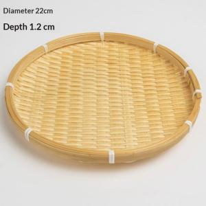 WHPHous | (New) 1Pcs Hand-woven Bamboo Tray Round Wicker Fruit Bread Basket Eco Friendly Storage Tray Kitchen Decorative Serving Tray