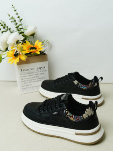 Mens Sporty Thick Bottom Casual Shoes Breathable Comfortable All-Season Low Tops Fashionable Flat Laced Leather Sneakers