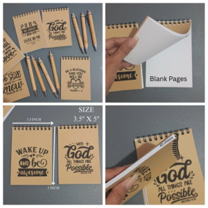 Mini Kraft Spiral Notebook | Blank Pages | 40 Sheets | Personalized | Bible & Inspirational Quotes