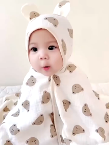 WNDR Selimut Newborn Blanket Hooded Lembut Multi Fungsi Apron Menyusui Nursing Jaket Bayi