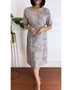 dress elegant baju rayon dress midi tali ikat belakang kerah kotak