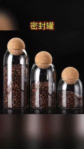 โหลแก้วเก็บชา กาแฟ น้ําตาล พร้อมจุกไม้คอร์ก