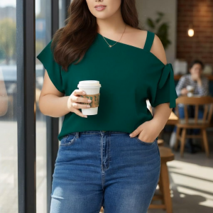 Elegant Chan Plus Size Off-Shoulder Bow Blouse in Solid Colors