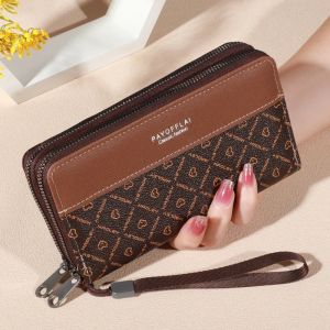 1pc Classic Mens Faux Leather Wallet Double Layer with Snap Closure Zippered Card Holder & Photo Compartment Color blocking