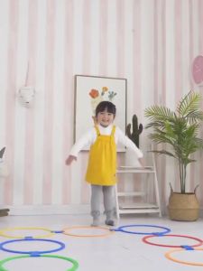10Pcs Hopscotch Jumping Ring Game Children Sensory Integration Training Jump Ring Hoops with Clip