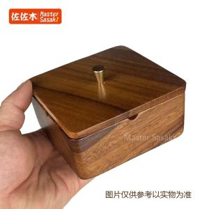 ถ้วยบุหรี่ไม้แท้พร้อมฝา ระดับไฮเอนด์สำหรับใช้ในบ้านและออฟฟิศ ถ้วยบุหรี่แบบดูดซับแม่เหล็กสไตล์จีนสำหรับห้องนั่งเล่นและโรงแรม