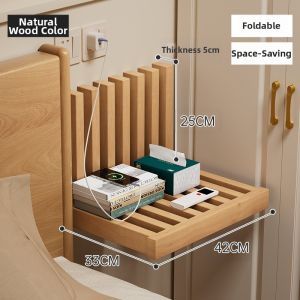 ZHUSHANXIA | Folding Bedside Shelf for Small Rooms Floating Wood Organizer
