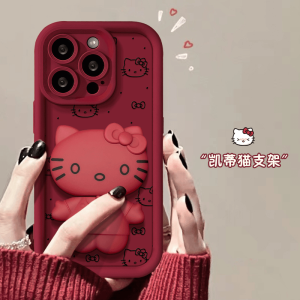 Kitty Cat Rotating Mirror Stand Holder Full Cover for  16Promax Huawei Mate60Pro Cute Pura70 Womens OPPO Reno12 Vivos19 Soft Phone Case