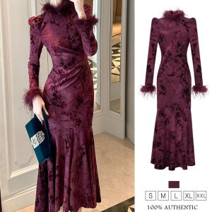 ZYHT Eravogue Womens Dresses Purple Dresses Jacquard Dresses Fishtail Dresses Graduation Wedding Dresses Party Evening Dresses Work Dresses Birthday Party Dresses 45061