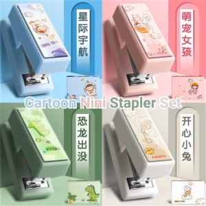 Cartoon Mini Stapler Set Cute Portable Stapler With 400 Staple Can Order 20Sheet Paper School Supply