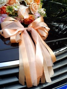 Red Ribbon Wedding Car Decoration Butterfly Knot Tailor-Made Bridal Carriage Adornments Wine Red Tissue Paper Bouquet Ties