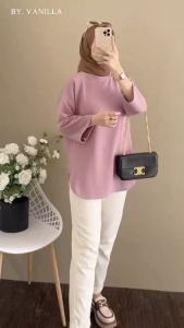 Baju Atasan Model Terbaru Mokoko Top blus Bahan Kaos Katun Combed Apk Sablon Blouse Jumbo Remaja Kekinian S M L XL XXL 3XL Viral Ootd Korean Style Termurah