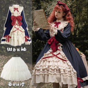 ชุดเดรสคอตั้งแขนยาวสไตล์เจ้าหญิงฤดูใบไม้ร่วง/ฤดูหนาว กระโปรงทรงเอ ผ้าฝ้ายผสมโพลีเอสเตอร์ ชุดเดรสเด็กผู้หญิง ชุดเดรสเด็กผู้หญิง