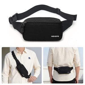 MENSPE Men Sports Waist Bag Belt Bag Fashion Men Bag Chest Bag Shoulder Bag Sports Bag Waterproof Oxford Dual Zipper Large Capacity Design Running Bum Bag Portable Gym Bag for Running Cycling Hiking Walking