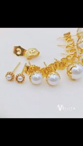 [VJ]Earring "Pearl" Studs Earrings 999.9 Gold Plated Earrings EP <Subang Mutiara Paku> 珍珠耳钉
