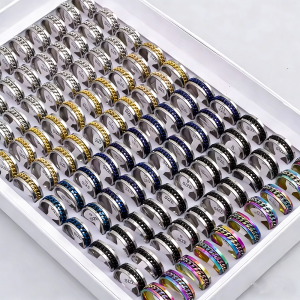 10/20/30Pcs/Lot Fashion Rotatable Chain Spinner Stainless Steel Rings Men Women Decompression Jewelry Mix Style Daily Party Gift