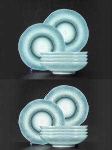 JINGDEZHEN | Celadon Carving Advanced Sense Ceramic Dinner Set