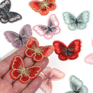 20Pcs/lot 30*40mm Embroidered Mesh Butterfly Cloth Patches Appliques for Clothes Sewing Supplies DIY Hair Clip Accessories