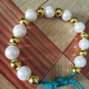 Bracelet mutiara putih and emas