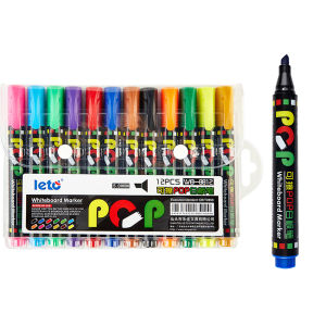 12 Colour POP Whiteboard marker SetOblique NibsErasableRefillableSafetyNon-ToxicOffice MeetingEducational Supplies