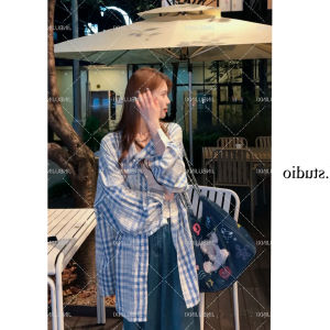 Áo Sơ Mi Kẻ Caro Phong Cách Hàn Quốc Dáng Rộng Dài Tay Thường Ngày Cho Nữ Mùa Thu 2025 Thân Thiện Với Làn Da Thoáng Khí