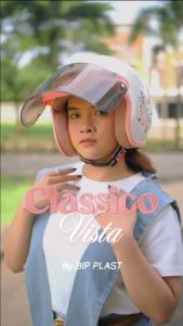 Bipplast Helm Retro Terbaru VIsta Classic Keren Kekinian Helm Cewe Lucu Estetik SNI
