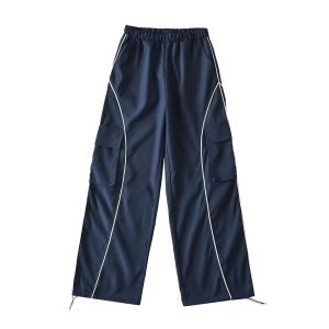 Street Style Loose Fitting High Waist Casual Wide Leg Pants for Women Spring Autumn Season Retro American Design