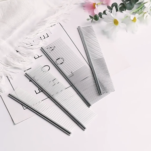 Stainless Steel Straight Pet Comb - Detangling Hair Removal and Grooming Tool for Pets