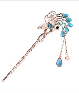 Amefurashi Hairpin Hair Stick Royal Maroon Rose Headdress Wedding Tusuk Konde Wanita