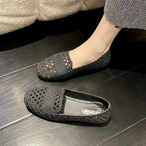 ฤดูร้อนกันน้ําด้านล่างแบนรองเท้าสําหรับสตรีBreathable Hollow Out Non-Slip Beachนุ่มด้านล่างพยาบาลรองเท้ายาง