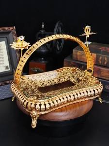 Creative retro fruit tray desktop snack storage rack oval tray metal fruit basket living room desktop decoration