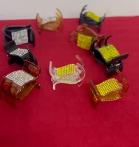 Kẹp tóc càng cua 5 răng đính hạt pha lê cho phụ nữ