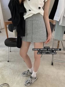 High-Waist A-Line Lemongreen Tea Half-Length Skirt for Women Summer-Ready Anti-Exposure Short Fashionable Green Skirt