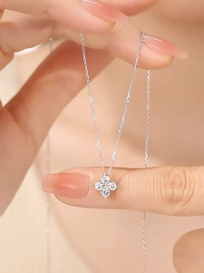 AURORA Real 925 Silver Mini Flower Shiny Zircon Necklace Pendant Jewelry Y01068