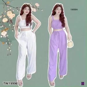 TW19996 Set เสื้อครอป+กางเกงขายาว